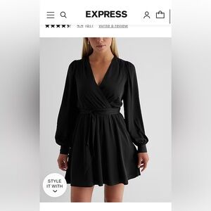 Satin Long Sleeve Tie Waist Mini Dress